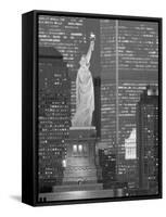 NY - Towers and Statue-Jerry Driendl-Framed Stretched Canvas