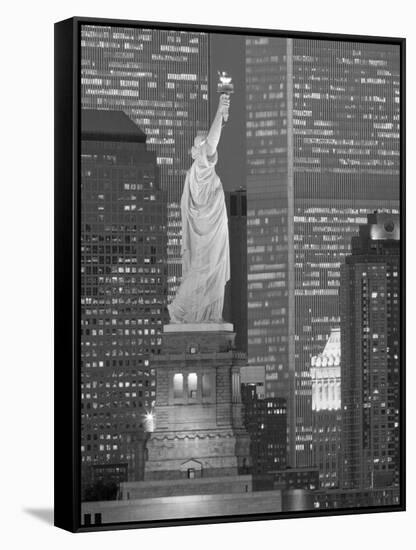 NY - Towers and Statue-Jerry Driendl-Framed Stretched Canvas