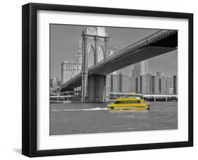 NY Water Taxi under Brooklyn Bridge-Phil Maier-Framed Art Print