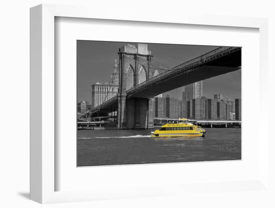 Ny Water Taxi under Brooklyn Bridge-Phil Maier-Framed Photographic Print