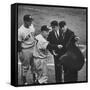 NY Yankee Manager Casey Stengel Arguing with Umpire in World Series at Ebbetts Field-Ralph Morse-Framed Stretched Canvas