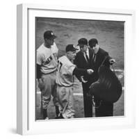 NY Yankee Manager Casey Stengel Arguing with Umpire in World Series at Ebbetts Field-Ralph Morse-Framed Premium Photographic Print