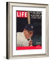 NY Yankee Slugger Mickey Mantle, June 25, 1956-null-Framed Photographic Print