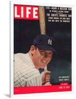 NY Yankee Slugger Mickey Mantle, June 25, 1956-null-Framed Photographic Print