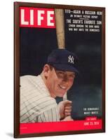 NY Yankee Slugger Mickey Mantle, June 25, 1956-null-Framed Photographic Print