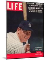 NY Yankee Slugger Mickey Mantle, June 25, 1956-null-Mounted Photographic Print