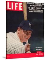 NY Yankee Slugger Mickey Mantle, June 25, 1956-null-Stretched Canvas