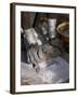 Nyagatom Woman Grinds Sorghum Using Two Stones, Omo River, South-Western Ethiopia-John Warburton-lee-Framed Photographic Print