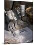 Nyagatom Woman Grinds Sorghum Using Two Stones, Omo River, South-Western Ethiopia-John Warburton-lee-Mounted Photographic Print