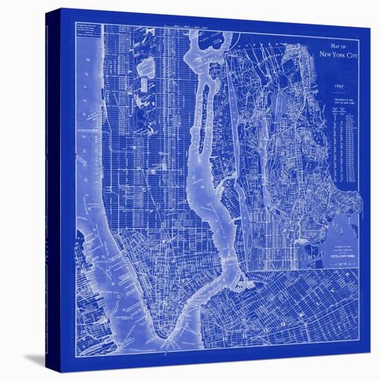 NYC Blueprint-Adam Shaw-Stretched Canvas
