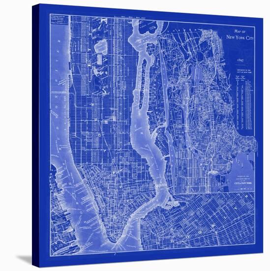 NYC Blueprint-Adam Shaw-Stretched Canvas