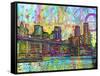 NYC Brooklyn Bridge-Dean Russo- Exclusive-Framed Stretched Canvas