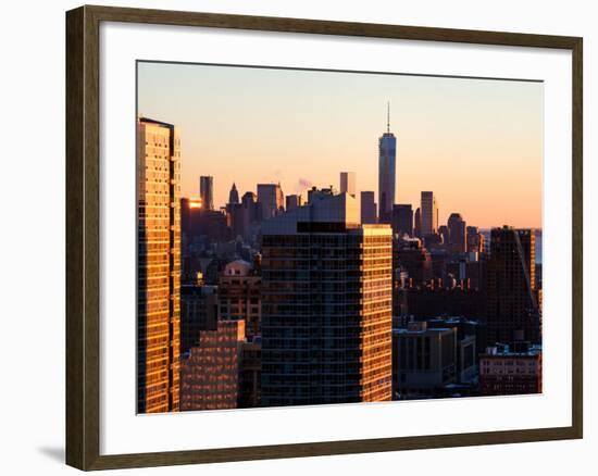 NYC Cityscape with the One World Trade Center (1WTC) at Sunset-Philippe Hugonnard-Framed Photographic Print