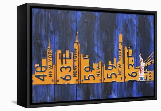 NYC Extended Version License Plate-Design Turnpike-Framed Stretched Canvas