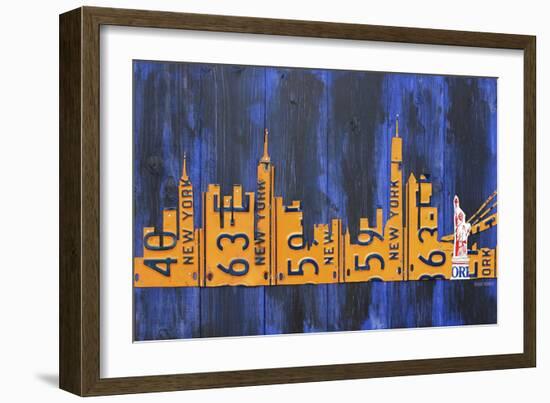 NYC Extended Version License Plate-Design Turnpike-Framed Giclee Print