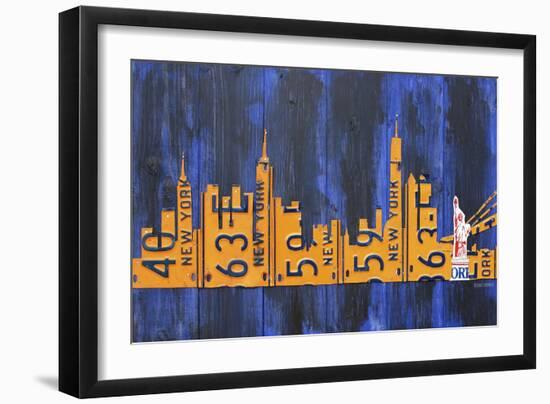 NYC Extended Version License Plate-Design Turnpike-Framed Giclee Print