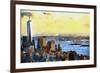 NYC Fiery Sunset II-Philippe Hugonnard-Framed Giclee Print