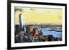 NYC Fiery Sunset II-Philippe Hugonnard-Framed Giclee Print