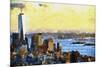 NYC Fiery Sunset II-Philippe Hugonnard-Mounted Giclee Print