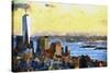 NYC Fiery Sunset II-Philippe Hugonnard-Stretched Canvas