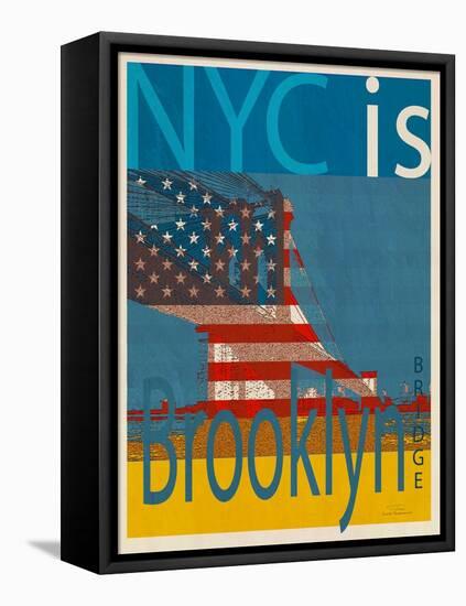 NYC Is Brooklyn Bridge-Joost Hogervorst-Framed Stretched Canvas