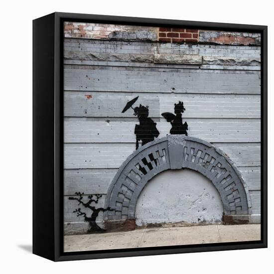 NYC Japanese Bridge-Banksy-Framed Stretched Canvas