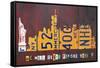 NYC License Plate Art Skyline 911 Version-Design Turnpike-Framed Stretched Canvas