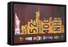 NYC License Plate Art Skyline 911 Version-Design Turnpike-Framed Stretched Canvas