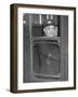 Nyc Mayor Fiorello Laguardia Wearing Motorman's Cap and Looking Out Window on Subway-null-Framed Photographic Print