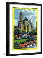 NYC, New York - Central Park Plaza View of 5th Ave Hotels and Bldgs-Lantern Press-Framed Art Print