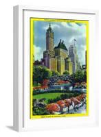 NYC, New York - Central Park Plaza View of 5th Ave Hotels and Bldgs-Lantern Press-Framed Art Print