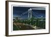 NYC, New York - Riverside Drive View of G. Washington Bridge, Hudson at Night-Lantern Press-Framed Art Print