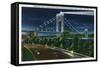 NYC, New York - Riverside Drive View of G. Washington Bridge, Hudson at Night-Lantern Press-Framed Stretched Canvas