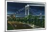 NYC, New York - Riverside Drive View of G. Washington Bridge, Hudson at Night-Lantern Press-Mounted Art Print