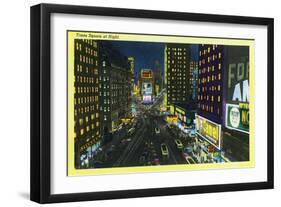 NYC, New York - View of Times Square at Night No. 1-Lantern Press-Framed Art Print