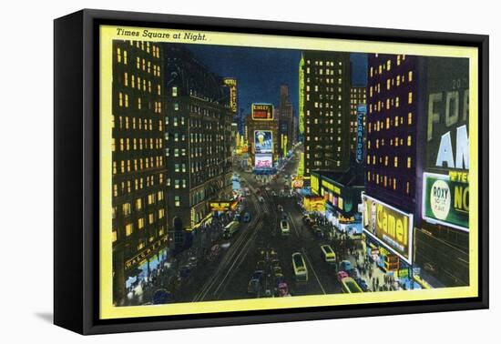 NYC, New York - View of Times Square at Night No. 1-Lantern Press-Framed Stretched Canvas