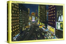 NYC, New York - View of Times Square at Night No. 1-Lantern Press-Stretched Canvas