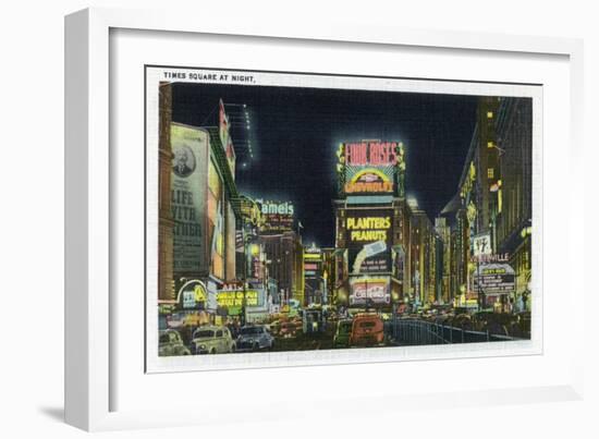 NYC, New York - View of Times Square at Night No. 2-Lantern Press-Framed Art Print