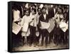 NYC Newsboys and Newsgirl, Lewis Hine, 1910-Science Source-Framed Stretched Canvas