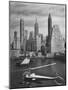 Nyc Police Helicopter Passing over Downtown Skyport on the Waterfront in Lower Manhattan-Margaret Bourke-White-Mounted Photographic Print