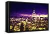 NYC Purple Sunset II - In the Style of Oil Painting-Philippe Hugonnard-Framed Stretched Canvas