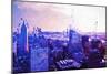 NYC Purple Sunset - In the Style of Oil Painting-Philippe Hugonnard-Mounted Giclee Print