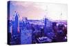 NYC Purple Sunset - In the Style of Oil Painting-Philippe Hugonnard-Stretched Canvas