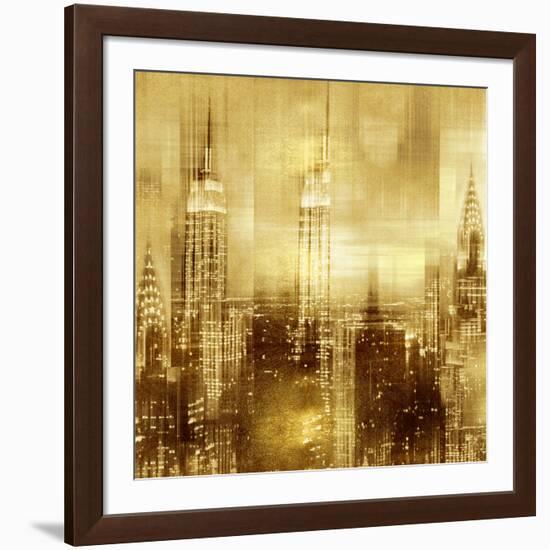 NYC - Reflections in Gold II-Kate Carrigan-Framed Art Print