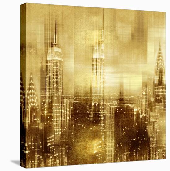 NYC - Reflections in Gold II-Kate Carrigan-Stretched Canvas