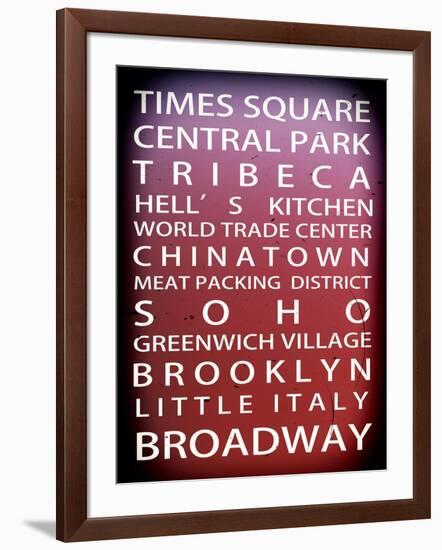 NYC Signs - New York Districts - Manhattan, New York City, USA-Philippe Hugonnard-Framed Art Print