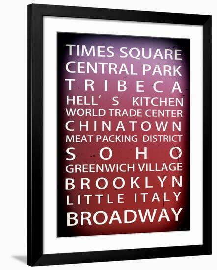 NYC Signs - New York Districts - Manhattan, New York City, USA-Philippe Hugonnard-Framed Art Print