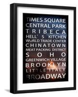 NYC Signs - New York Districts - Manhattan, New York City, USA-Philippe Hugonnard-Framed Art Print