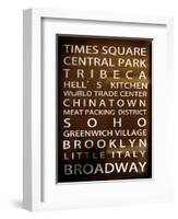 NYC Signs - New York Districts - Manhattan, New York City, USA-Philippe Hugonnard-Framed Art Print