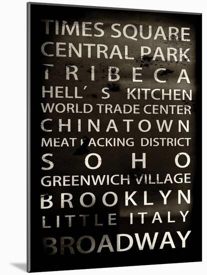 NYC Signs - New York Districts - Manhattan, New York City, USA-Philippe Hugonnard-Mounted Art Print